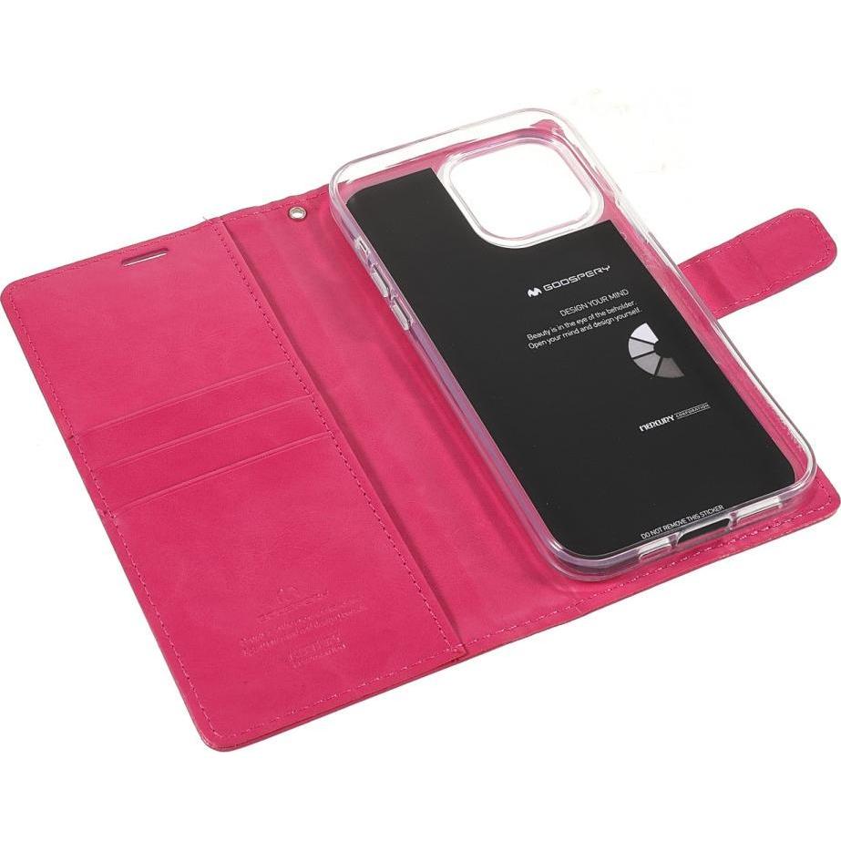 Thumbnail - Mercury iPhone 13 Pro Max - Blue Moon Leder Etui Hülle Karten pink (Apple iPhone 13 Pro Max), Smartphone Hülle, Blau