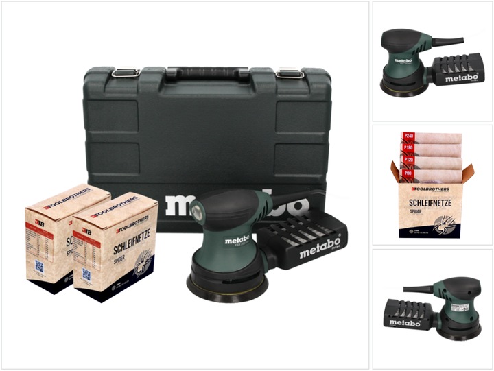 Actual product image Metabo FSX 200 Intec Random Orbit Sander 240 W 125 mm + 2x Toolbrothers SPIDER Sanding Net Set + Koff (Eccentric grinder, 240 W)