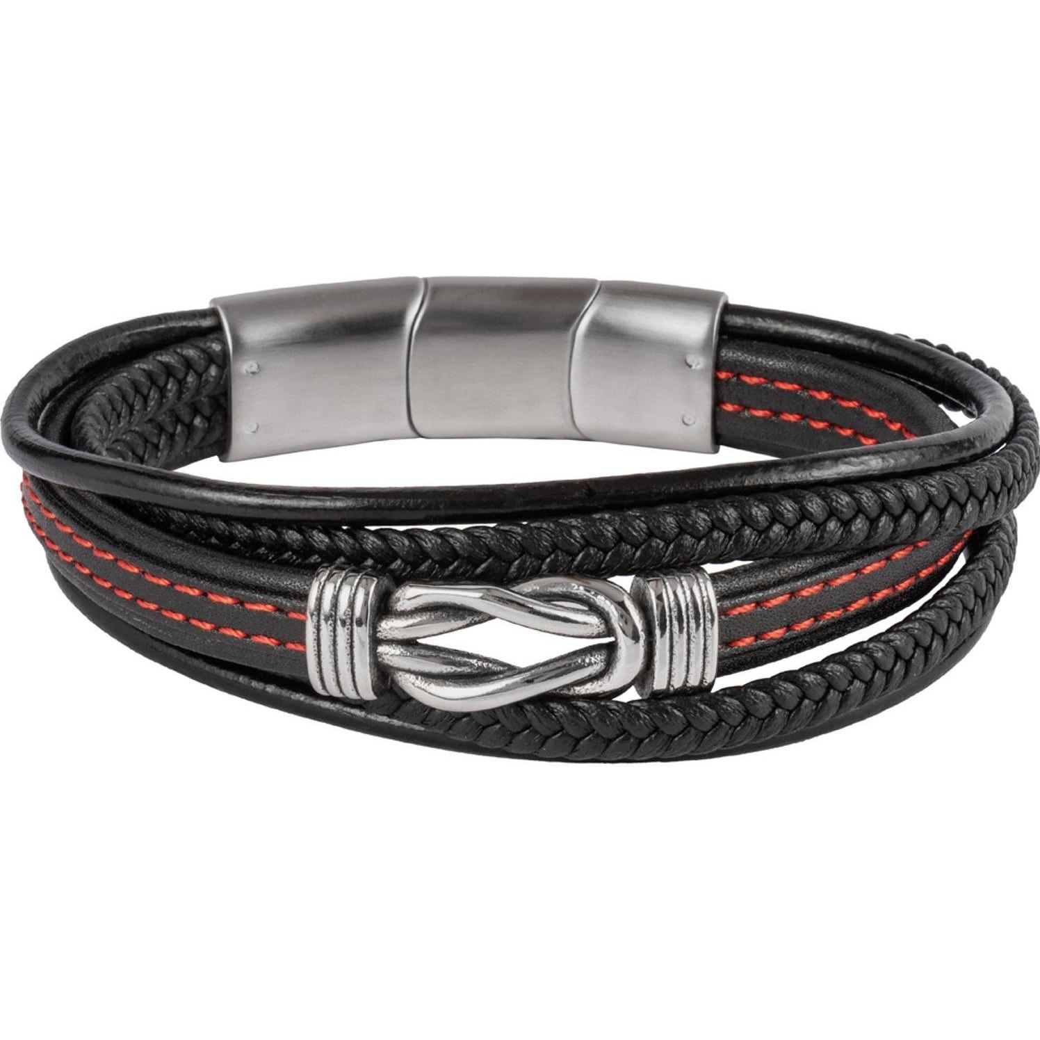 Jacques Lemans, Armschmuck, Armband, (20 cm, Leder, Edelstahl)