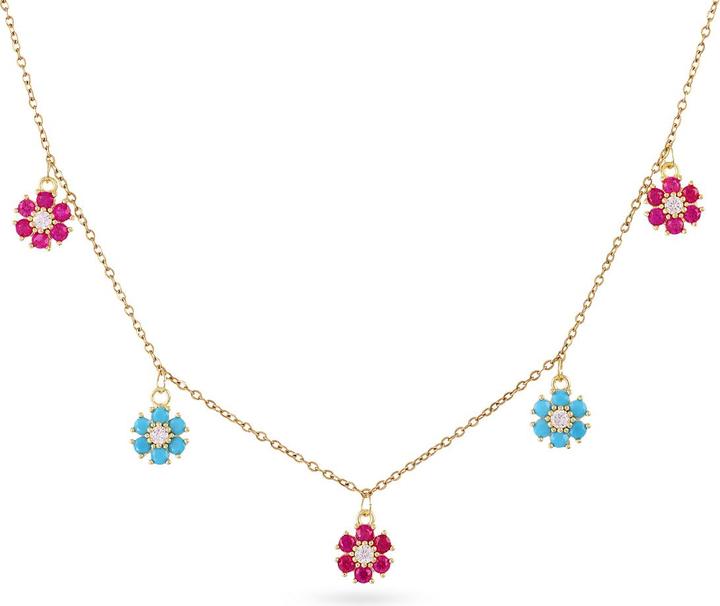 Image du produit Emilia Collier - Acier Dore - Zirconia Multicolore - Fleur (Acier)
