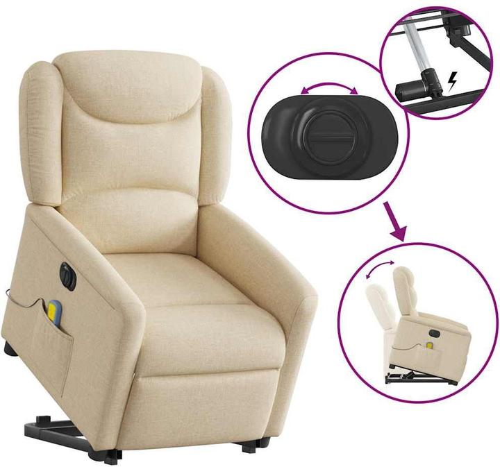 Immagine prodotto vidaXL Poltrona massaggiante elettrica con ausilio stand-up in tessuto crema