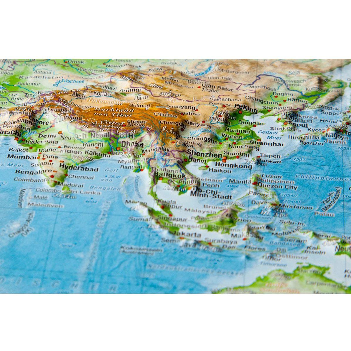 georelief, Grusskarte + Briefpapier, Welt Gross 1 : 53.000.000