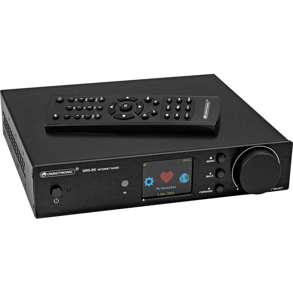 Omnitronic DRS-95 Internet Radio with DAB+ and Bluetooth (DAB, FM, Web radio, Bluetooth, WiFi), Radio, Multicolore, Nero
