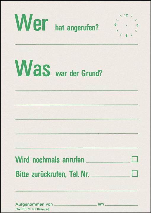 Image du produit Favorit Bloc de messages "Qui a appelé" Recyclage blanc (60x)
