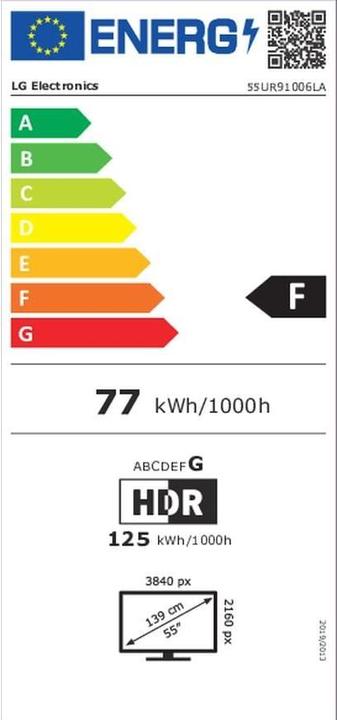 Energy Label LG 55UR91006LA (55", UR91, LCD, 4K, 2023)