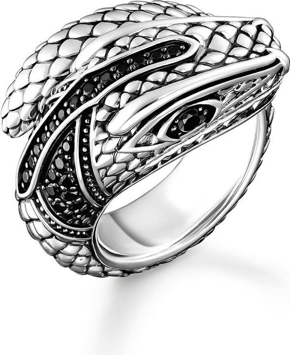 Immagine prodotto Thomas Sabo Schlangenring mit schwarzen Steinen Silber (68, 925 Argento)