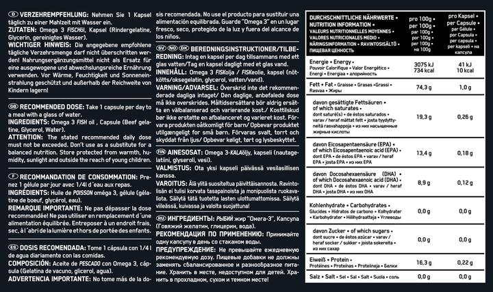 Nährwerte und Zutaten IronMaxx Omega 3 Professional (60 Caps) (60 Stk., Kapseln)