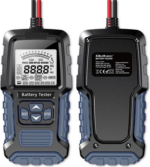 Produktbild Qoltec Digitaler Batterietester mit LCD-Display | 12V | 24V | 3Ah-400Ah