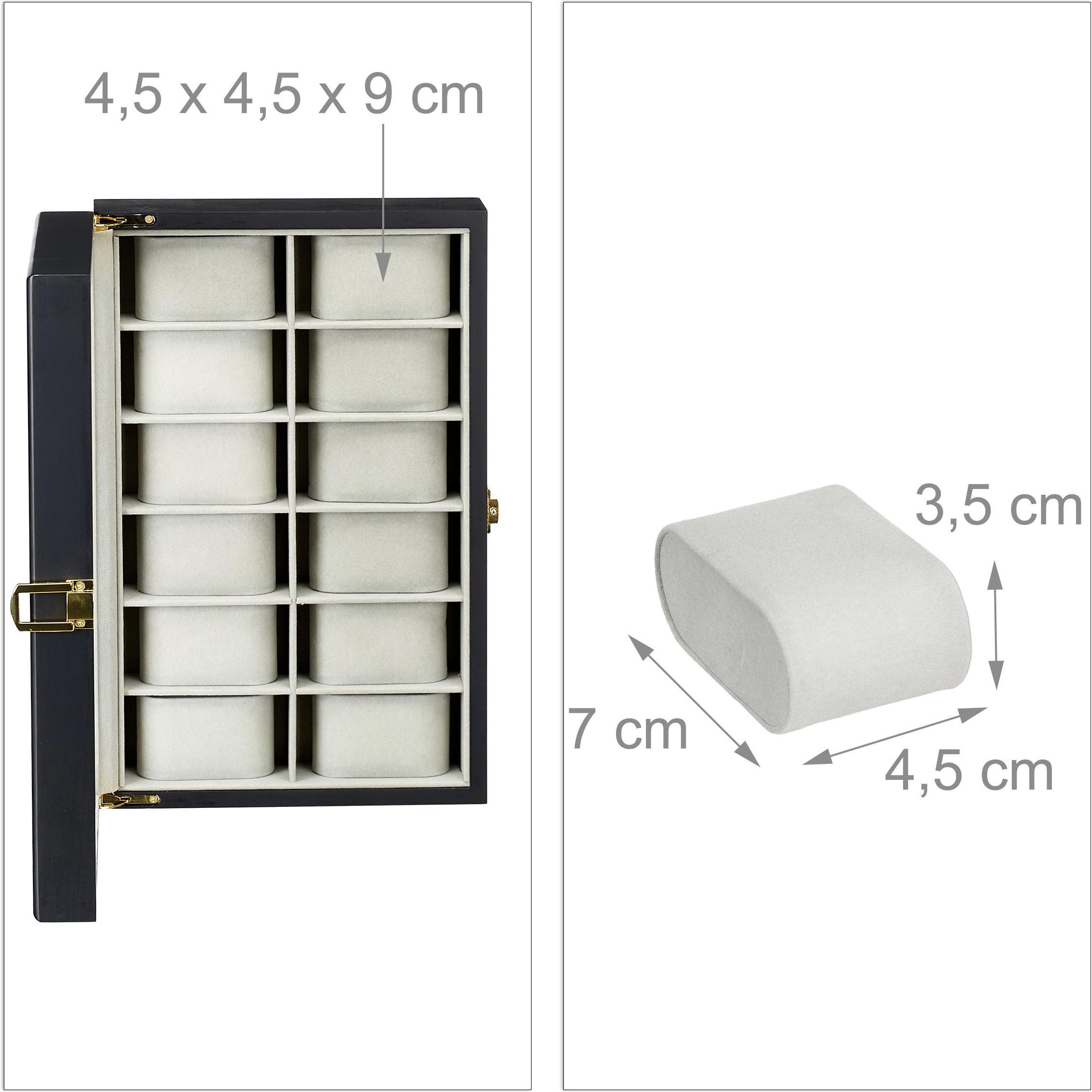 Thumbnail - Relaxdays, Uhrenbox + Schmuckaufbewahrung, Uhrenbox, Schwarz