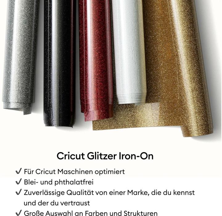 Image du produit Cricut Aufbügelfolie Glitzer Iron-On 30.5 x 48.3 cm, Weiss