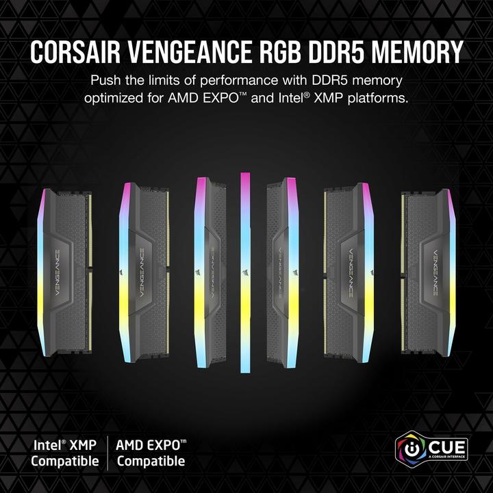 Productafbeelding Corsair Vengeance RGB (2 x 16GB, 6400 MHz, DDR5 RAM, DIMM 288 pin)