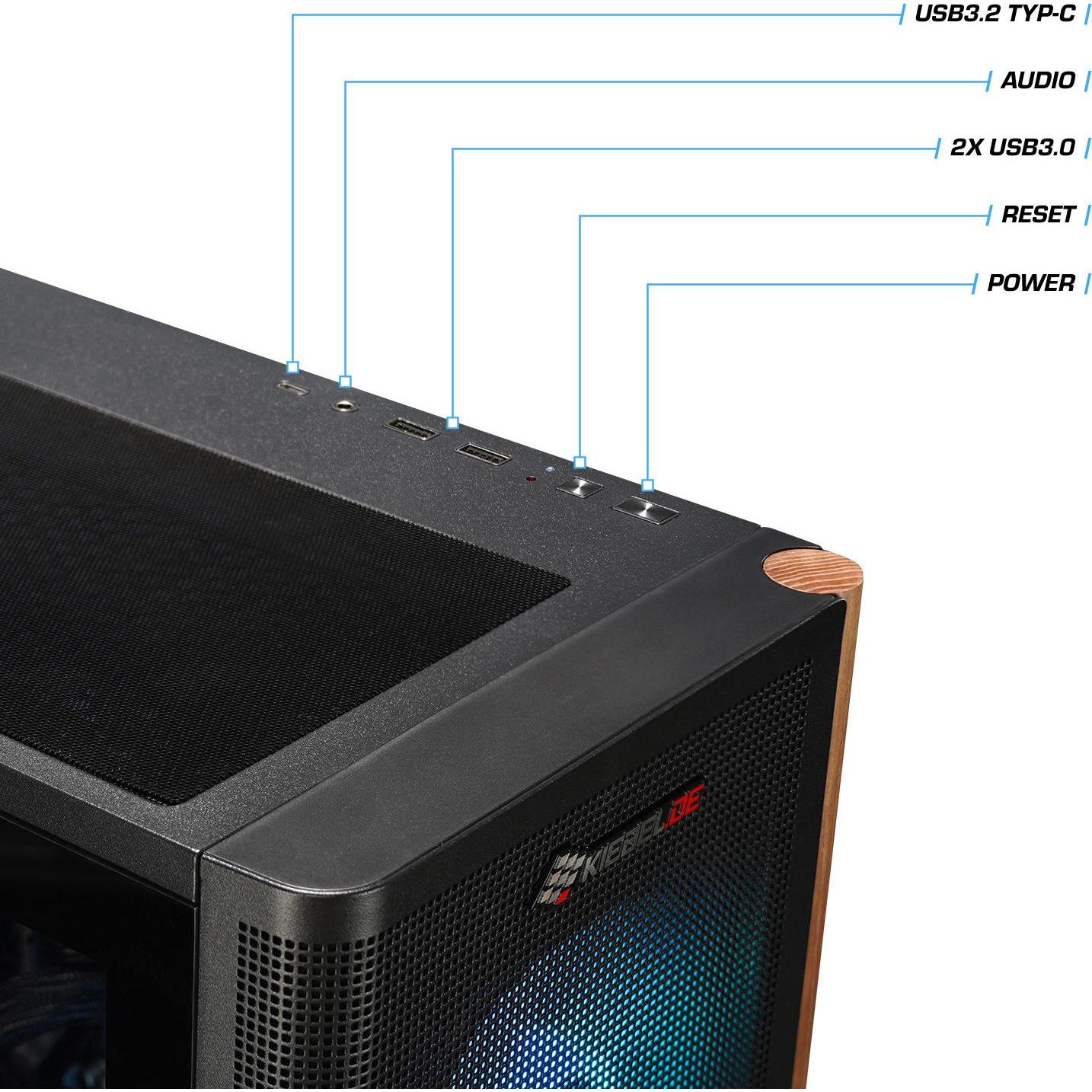 Thumbnail - Kiebel Wooden VIII (ATX), PC Gehäuse, Schwarz