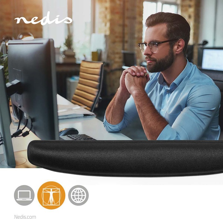 Produktbild Nedis Gel-Handgelenkauflage für Tastatur | Elastan / PU | Ja
