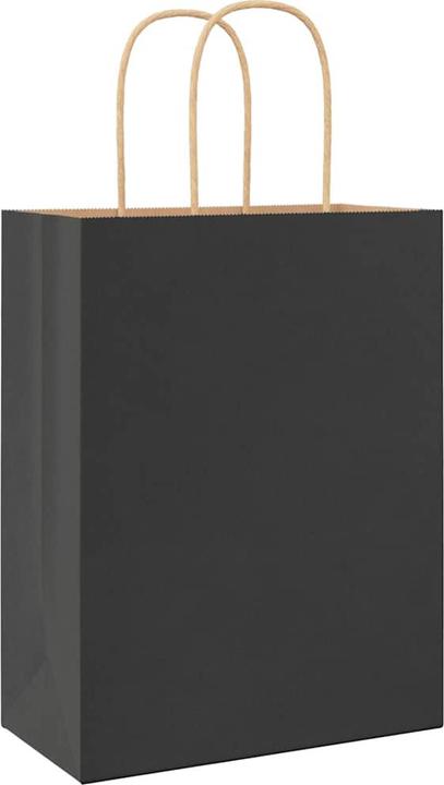 Image du produit VidaXL Sacs en papier kraft 50 pcs. avec anse Noir 22x11x28 cm Sac en papier (Coffret cadeau, 50 x)