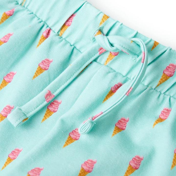 Actual product image vidaXL Children's shorts with drawstring Light mint green 140,Material (140)