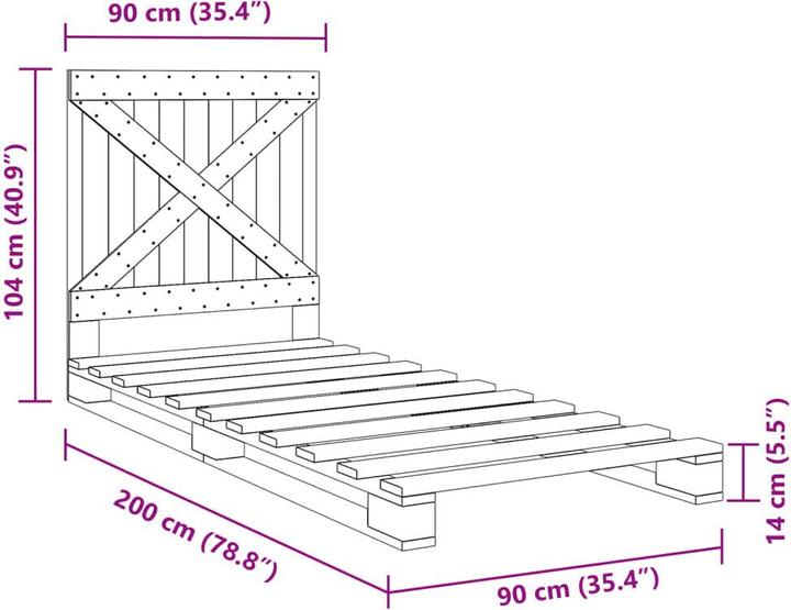 Image du produit vidaXL Bettgestell (90 x 200 cm)
