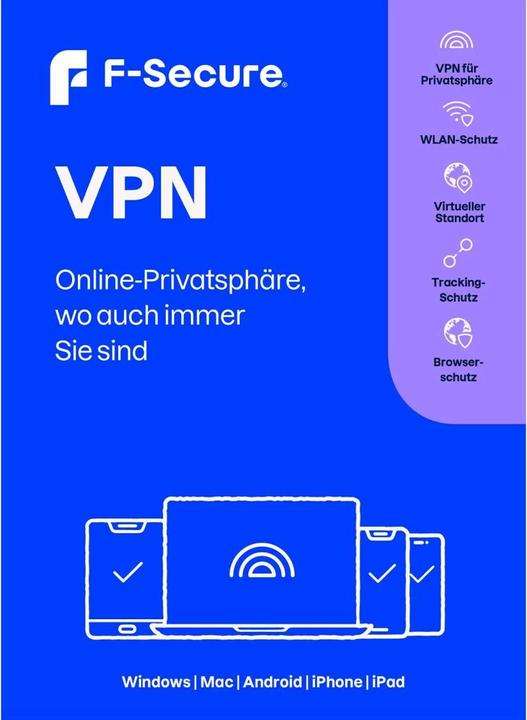 Produktbild F-Secure VPN 1 Jahr/5 Geräte Download (5 User, 5 Geräte/User, 12 Monate)