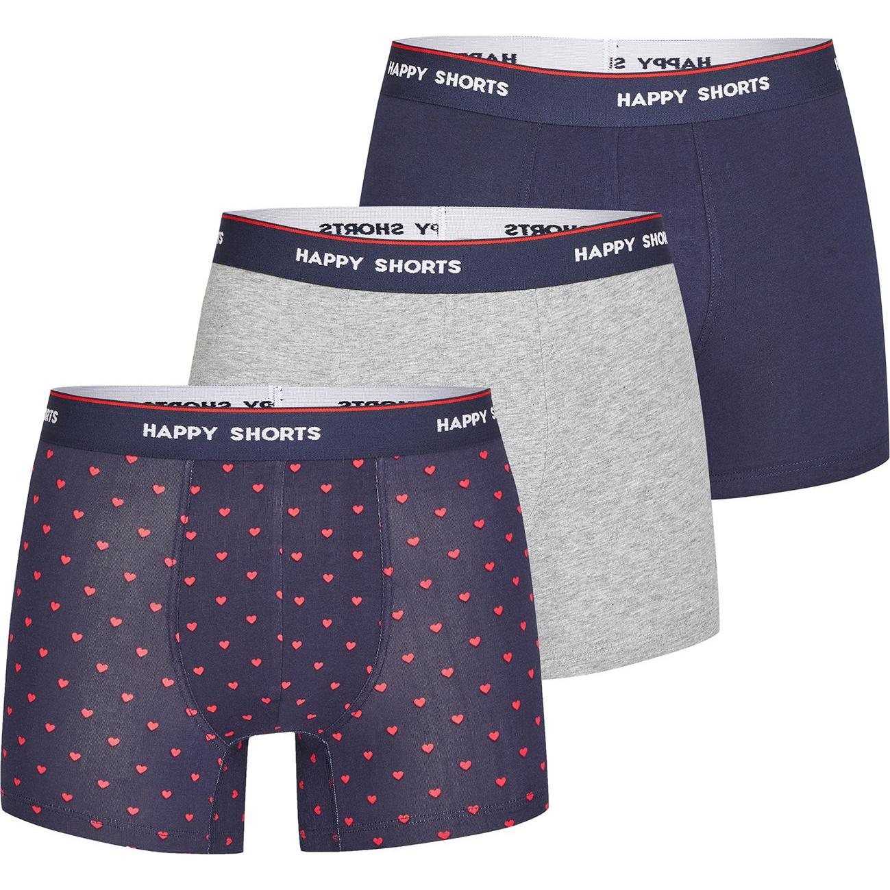 Happy shorts, Herren, Unterhosen, Boxershort Casual Bequem sitzend, Mehrfarbig, (L, 3er Pack)