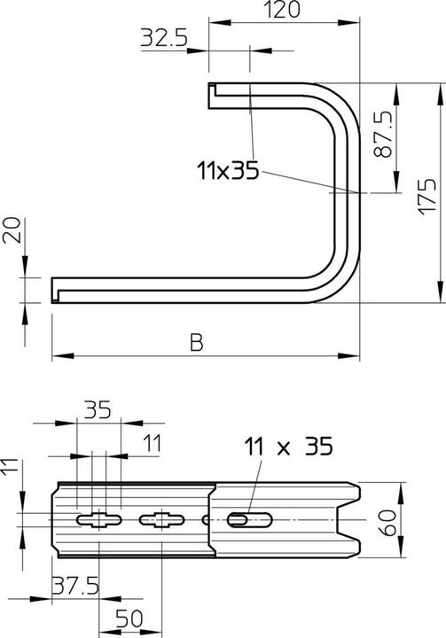 Actual product image OBO Bettermann OBO TPD/245 wall and ceiling bracket TP profile B245mm (Various)