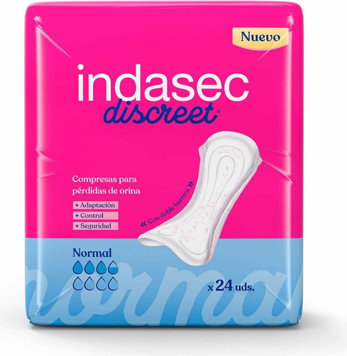 Actual product image Indasec Discreet Incontinence Pads Normal (24 x, Regular)