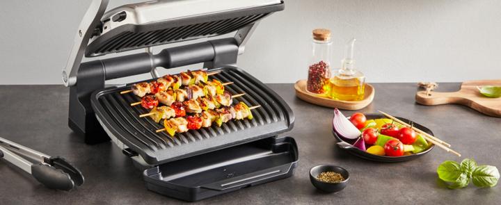 Immagine prodotto Tefal OptiGrill+ incl. pinze per grigliare Griglia a contatto (GC718D), acciaio inox