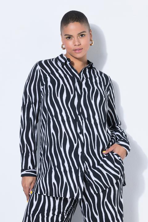 Produktbild Studio Untold Hemdbluse, Straight Shape, Zebra-Print, Langarm (50, 52)