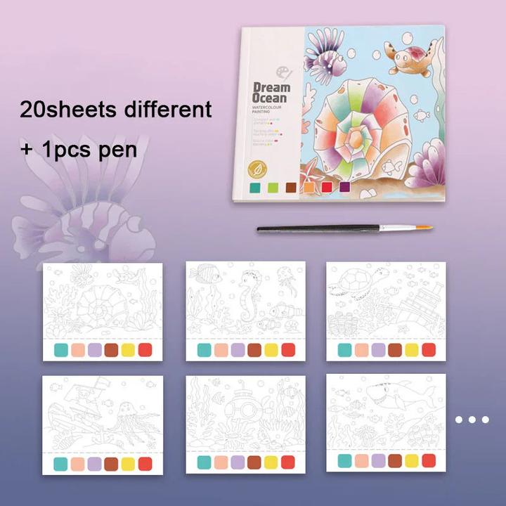 Image du produit Activity Board 20Sheets Livre de Peinture Créative à l'Aquarelle pour Enfants Conte Graffiti Dessin Image DIY Jouet