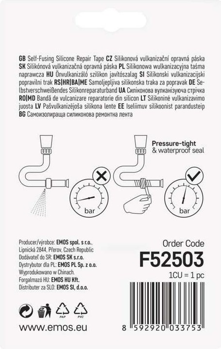 Immagine prodotto Emos Nastro di riparazione in silicone 25mm/33m nero (25 mm)
