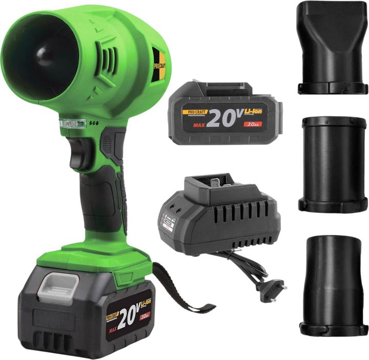 Procraft PB18 Akku Laubbläser 20 V + 1x Akku 3,0 Ah + Ladegrät (Fonctionnement sur batterie, Souffleur de feuilles)