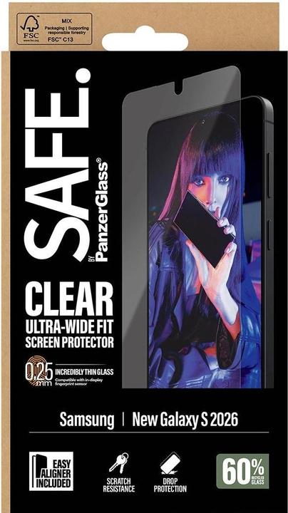 Actual product image PanzerGlass SAFE Ultra-Wide-Fit (1 pcs., Samsung Galaxy S26)