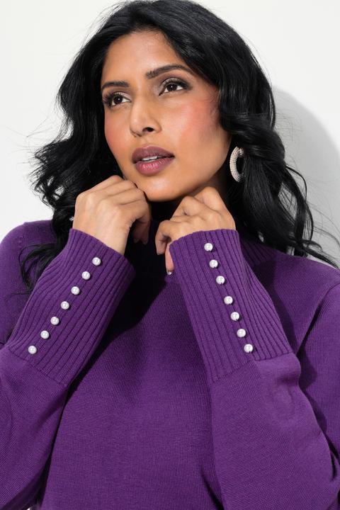 Produktbild Ulla Popken Pullover, Woll-Seidenmischung, Stehkragen, Zierperlen (58)