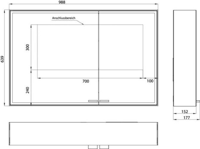 Produktbild Emco asis prestige 2 Lichtspiegelschrank, Aufputzmodell, 988mm, breite Tür links (98.80 x 101 x 63.90 cm)
