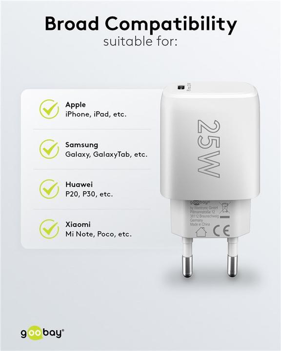 Image du produit Goobay Chargeur rapide USB-C Power Delivery Compact (25 W, 1 portion)