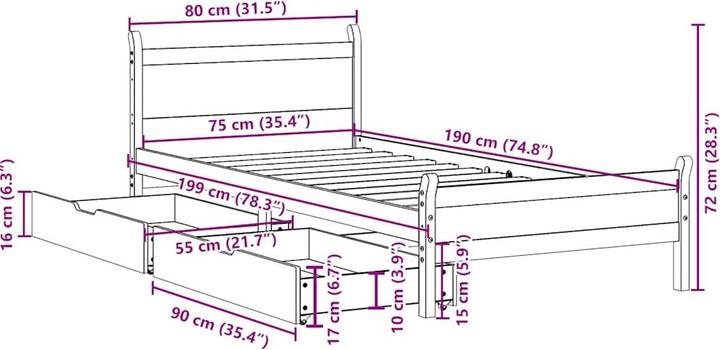 Actual product image vidaXL Bed without mattress (120 x 200 cm)