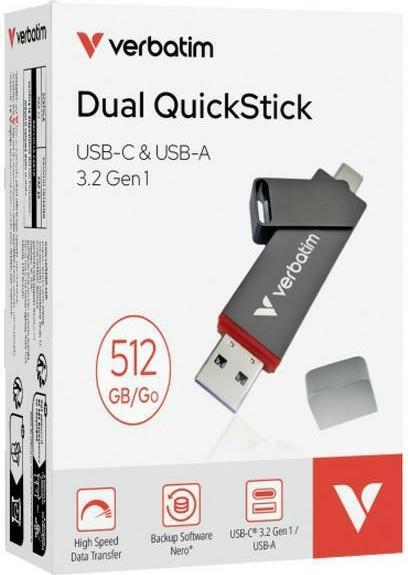 Actual product image Verbatim Dual QuickStick (512 GB, USB-A, USB-C)