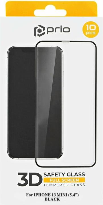 Produktbild prio 10x 3D Tempered Glass Screen Protector for iPhone 13 mini black (10 Stück, Apple iPhone 13 mini)