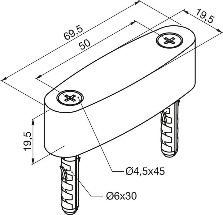 Actual product image Helm 216 Floor guide 69.5x19.5x19.5mm for sliding doors (sliding door fitting)