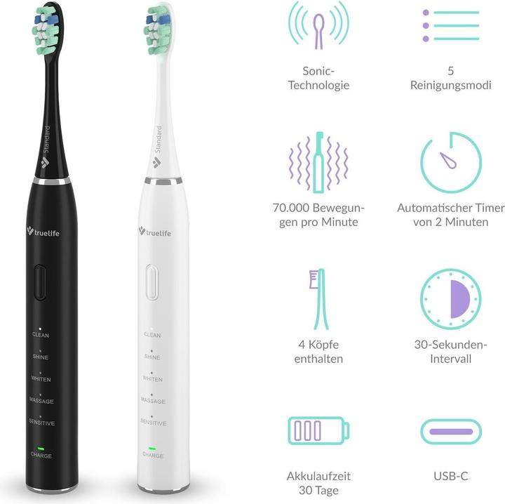 Produktbild Truelife SonicBrush Clean30 Duo TLATMC30DUOWA (Schallzahnbürste)