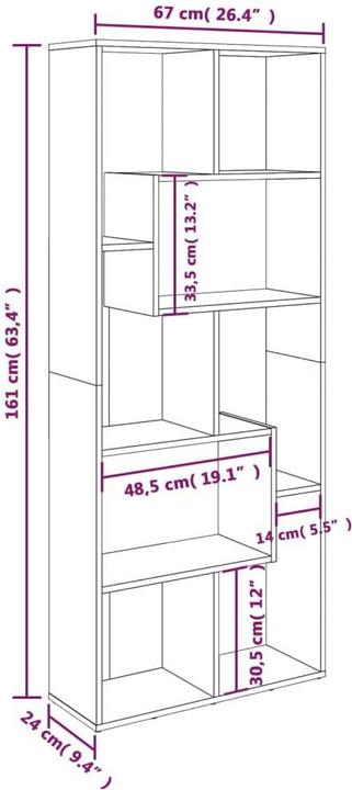 Produktbild vidaXL Bücherschrank (67 x 24 x 161 cm)