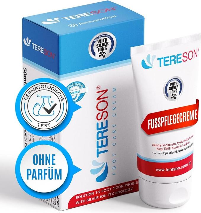 Immagine prodotto Tereson Crema piedi, crema contro l'odore dei piedi, unisex, 50 ml (Deodorante per piedi e polvere, 50 ml)