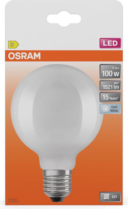 Produktbild Osram Led Retrofit Classic Globe95 (E27, 11 W, 1521 lm, 6 x, D)