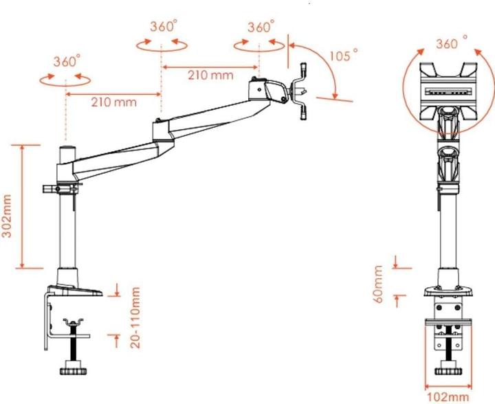 Image du produit SpeaKa Professional Support d'écran SuperSwivel Apple, montage sur table avec Grommet et pince C (Tables, 30", 14 kg)