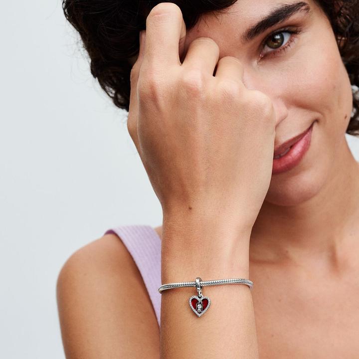 Immagine prodotto Pandora Ciondolo doppio con cuore rosso e buco della serratura (Argento 925, Smalto)