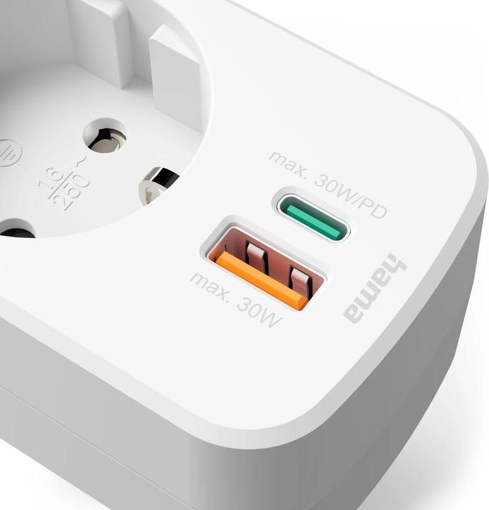 Image du produit Hama Steckdosenadapter-USBC+USBA (USB-A, USB-C, CEE 7/3, 3 x)