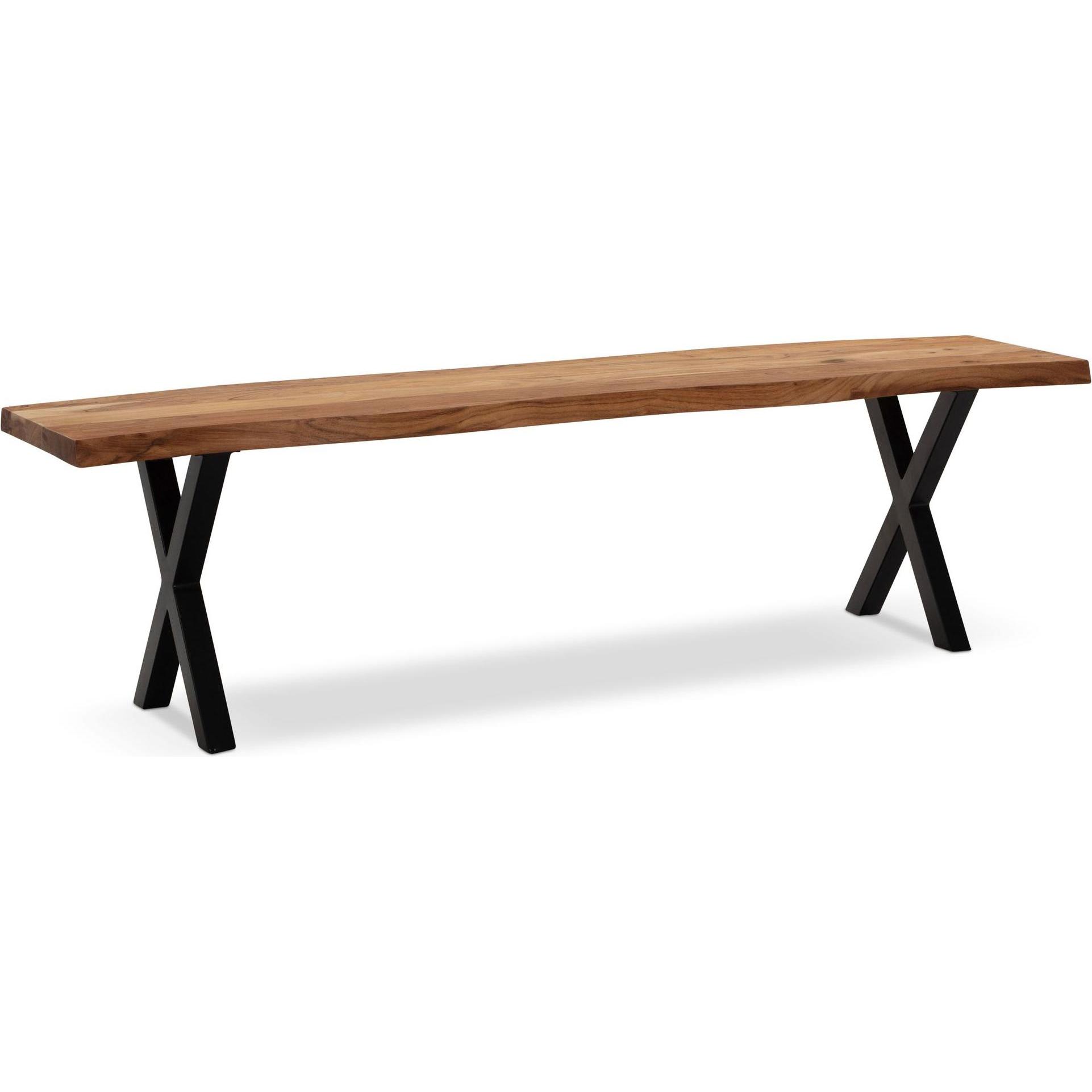 FineBuy, Sitzbank, Esszimmerbank 180 cm Akazie Massivholz Sitzbank Essbank Baumkante Gross (180 cm)