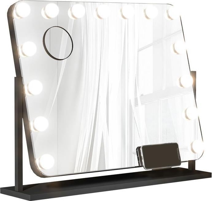 Actual product image Swisshandel24 LED vanity mirror, 3 light modes, dimmable, touch control, USB, 62.5x49.5cm, black