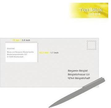 Productafbeelding TopStick TOP STICK universele etiketten, 70 x 42,3 mm, wit, 100 vellen