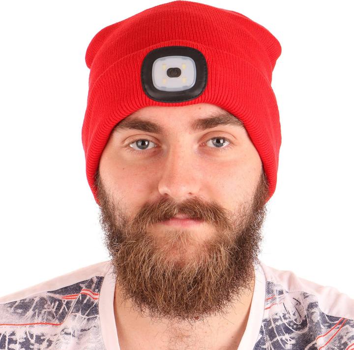 Produktbild Sixtol Cap mit Stirnlampe 180lm, wiederaufladbar, USB, Universalgrösse, Baumwolle/PE, rot (180 lm)