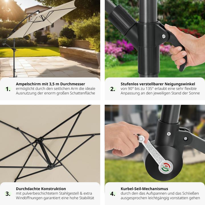 Image du produit tectake Parasol déporté (3.50 m)