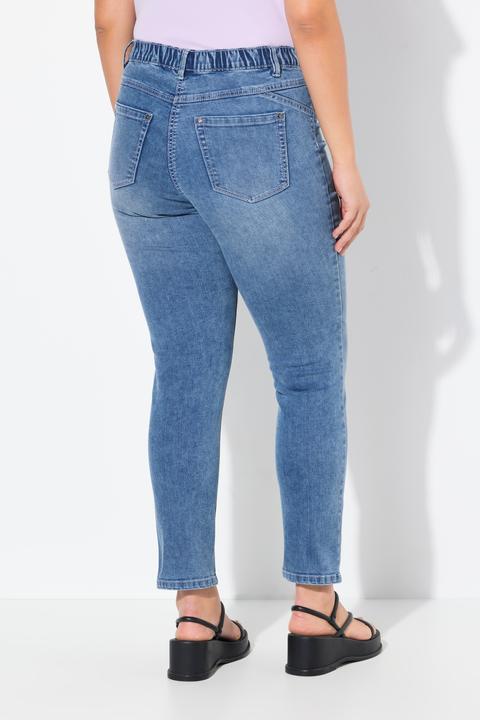 Actual product image Ulla Popken Lightly Distressed Elastic Waist Jeans (50)